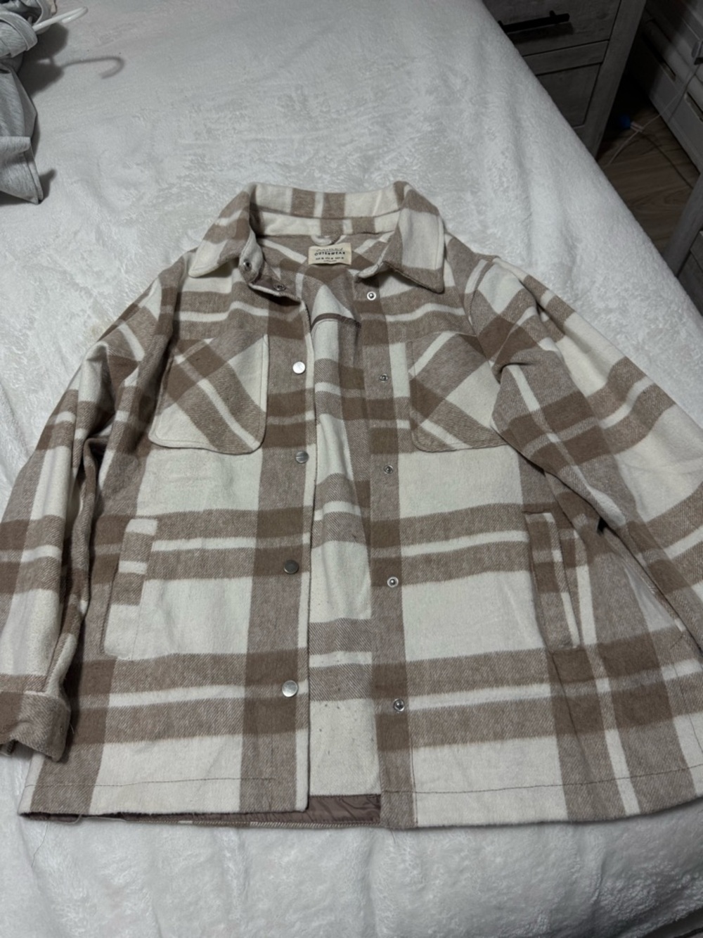 Ashley By 26 International Plaid Jacket in Cream and Tan